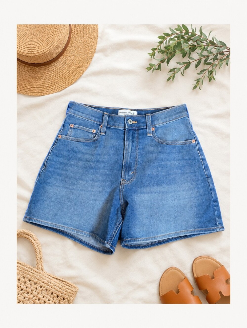 Abercrombie & Fitch Light Blue High-Rise Denim Shorts